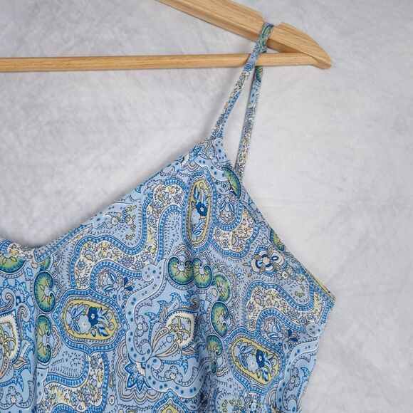 Vntg Y2K Gap Slip Dress Womens 2 Blue Rayon Paisley Strappy Whimsy Fairy - Picture 5 of 16